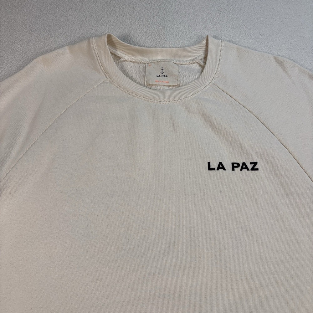La Paz Cunha Vague Sweatshirt Men's L Off-White Spellout Graphic 100% Cotton - Picture 4 of 16